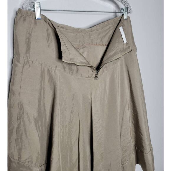 Les Copains Taupe High Low A-Line Knee Length Skirt Women's XL - Picture 4 of 10